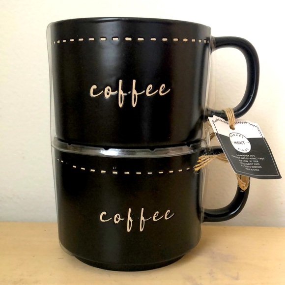 Set of 2 stackable ceramic Coffee 20 oz mugs - Picture 1 of 4